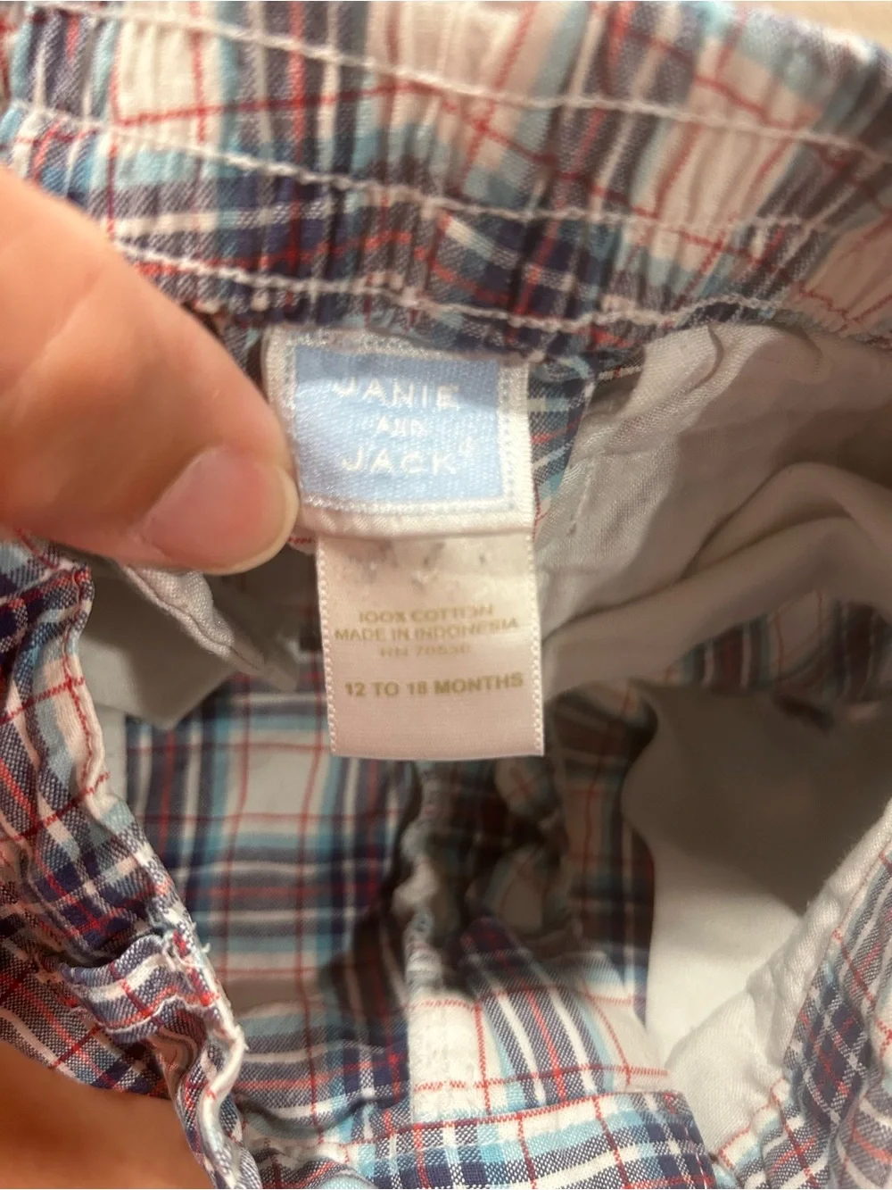 Plaid Cotton baby boy’s Shorts in White and Blue